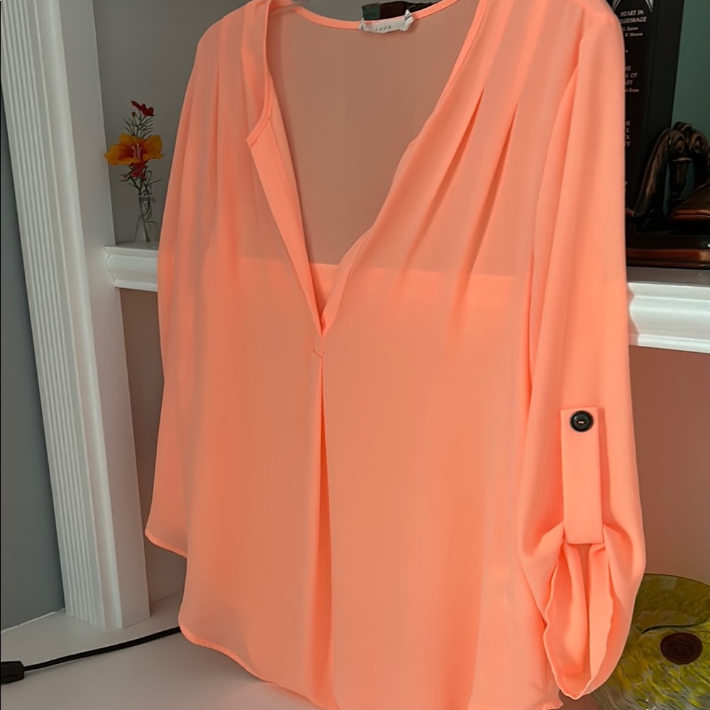 Lush Orange Relaxed 3/4 Sleeve Blouse